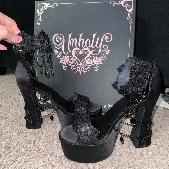 Dolls kill unholy satin and lace platforms